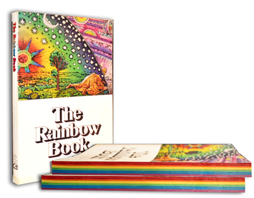 Image of Rainbow Book copies, showing rainbow colors of leaves on sides.